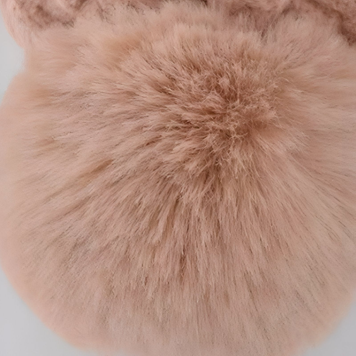Close-up of the fluffy faux-fur pompom