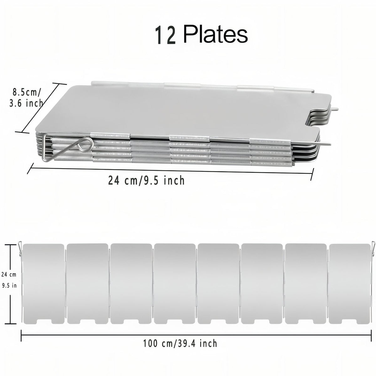12 panel windscreen folded 24 x 8.5 cm and opened out to 100 cm