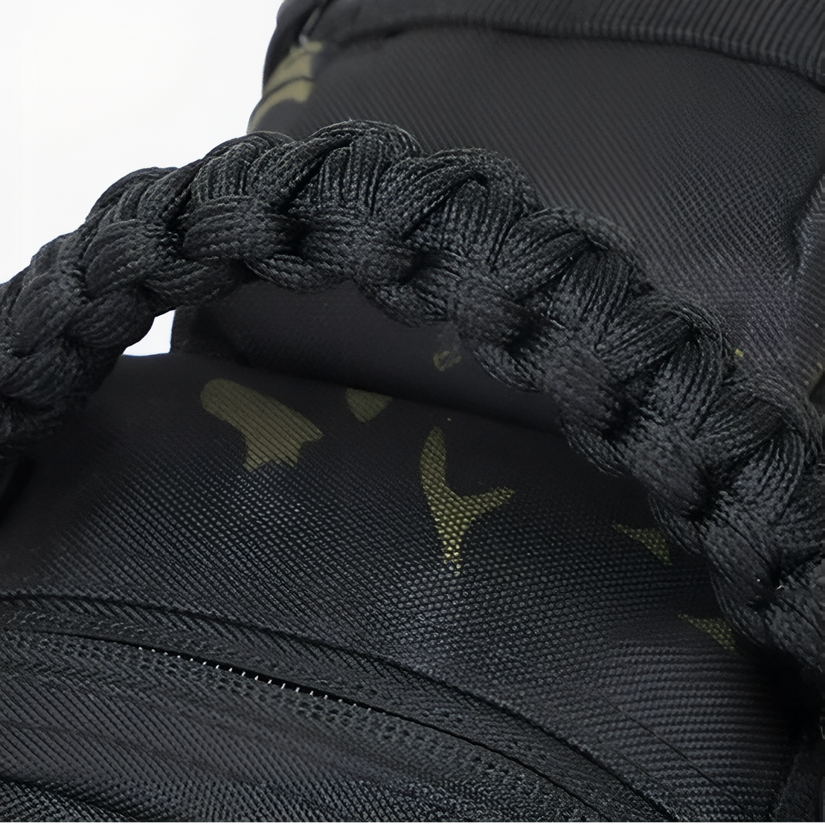 Close-up of the black braided cord grab handle
