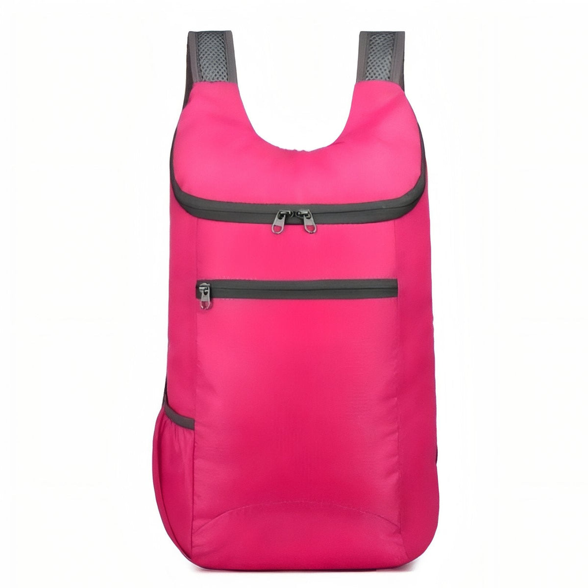Pink packable daypack, front view