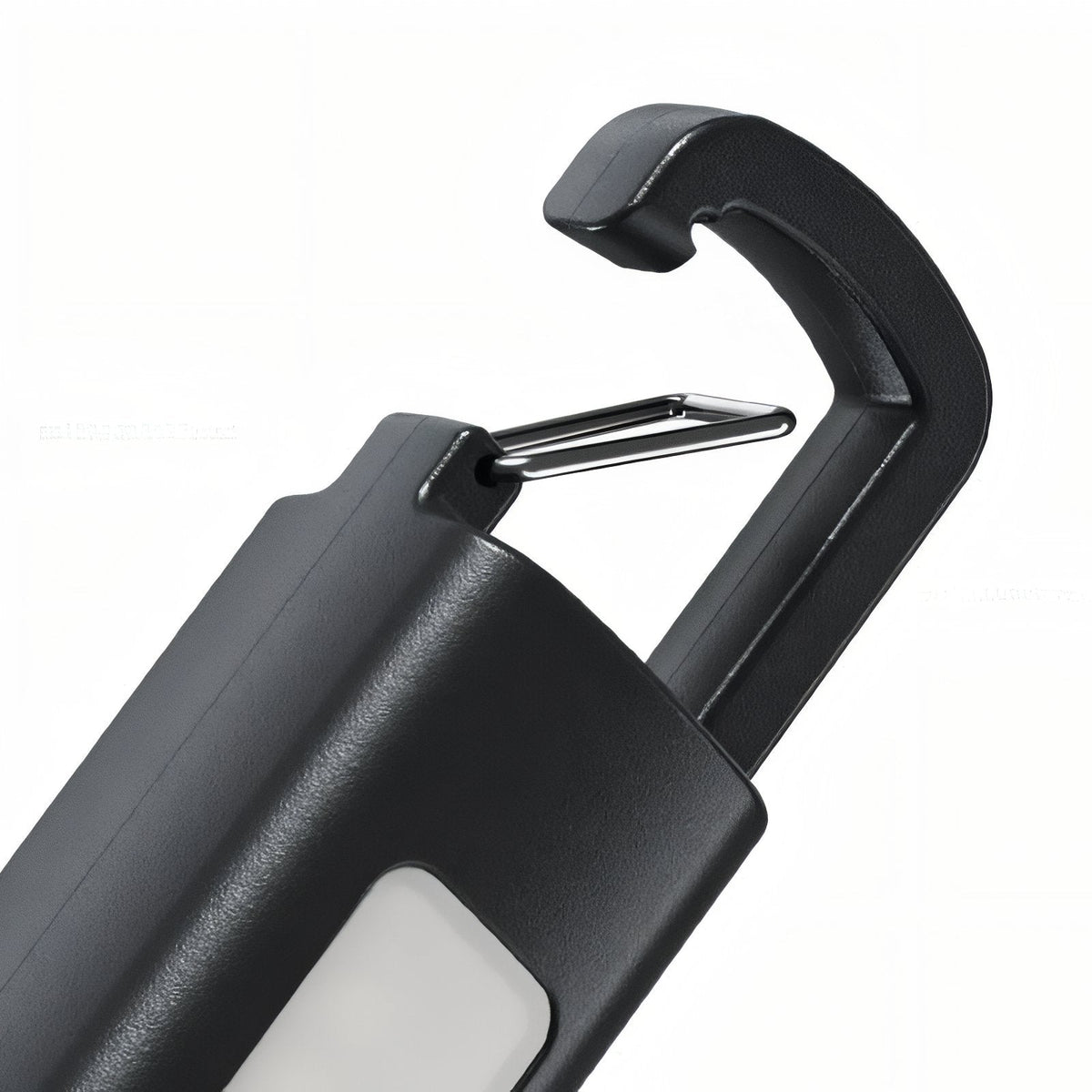 Close-up of the carabiner hook with its spring gate