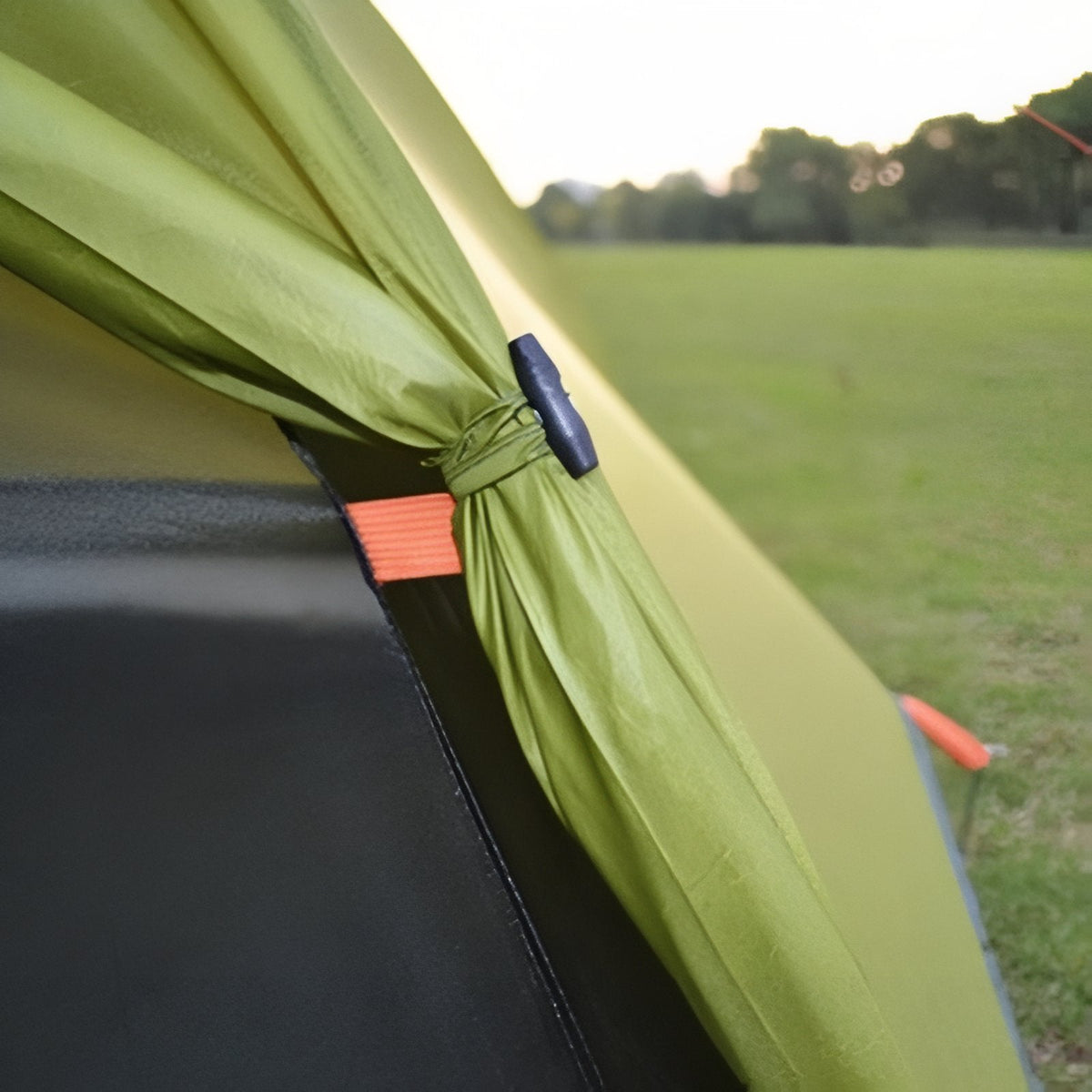 Close-up of the flysheet corner and its fastening