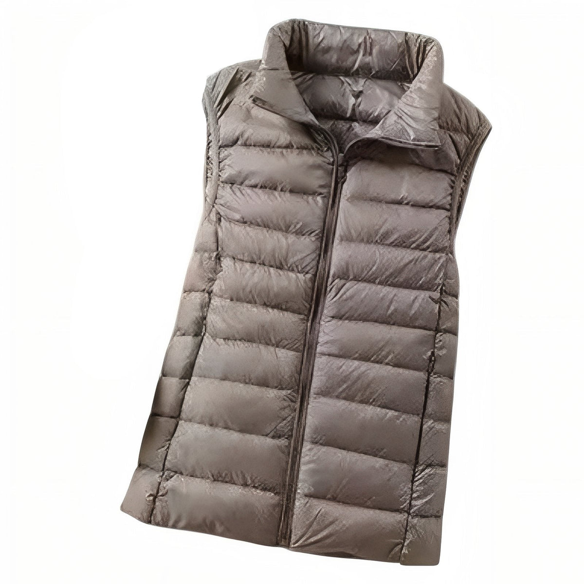 Taupe women's quilted puffer vest