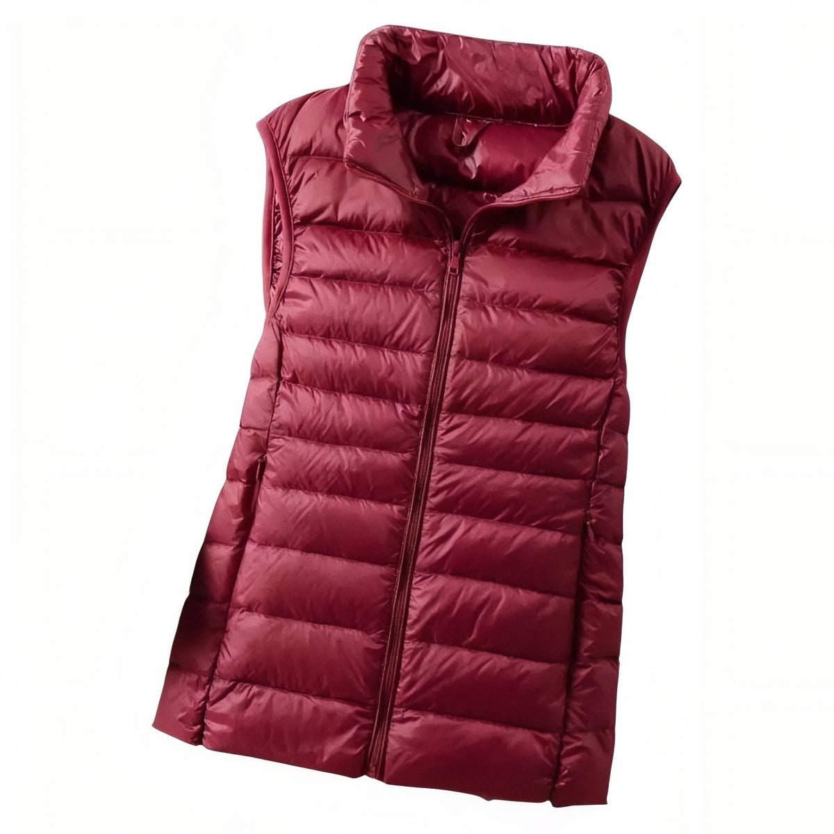 Burgundy women's quilted puffer vest