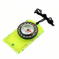 Neon yellow baseplate compass with magnifier and black lanyard