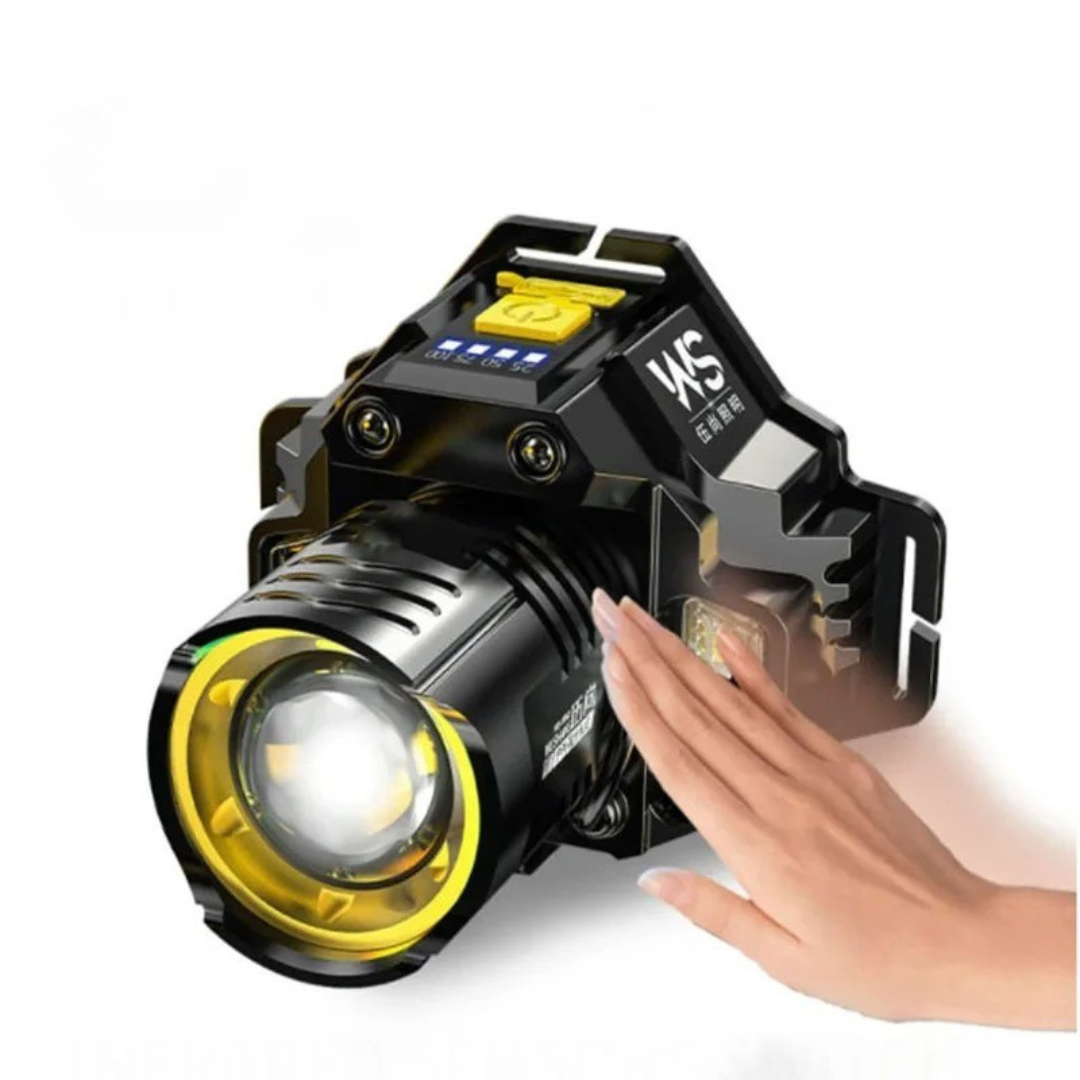 Hand waving in front of the headlamp's sensor to switch the beam on