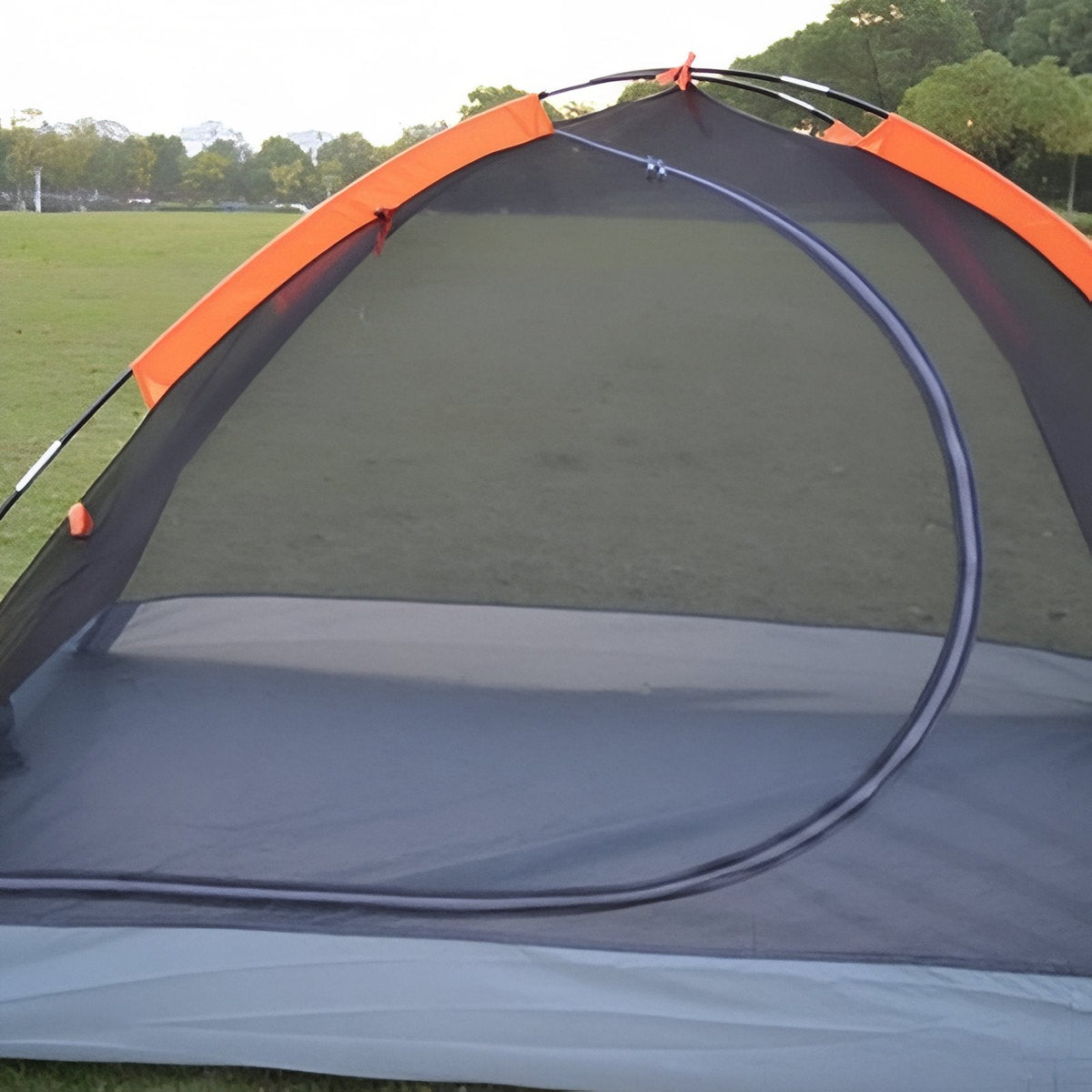 The D-shaped mesh door of the inner tent