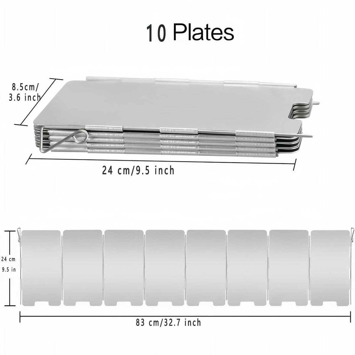 10 panel windscreen folded 24 x 8.5 cm and opened out to 83 cm