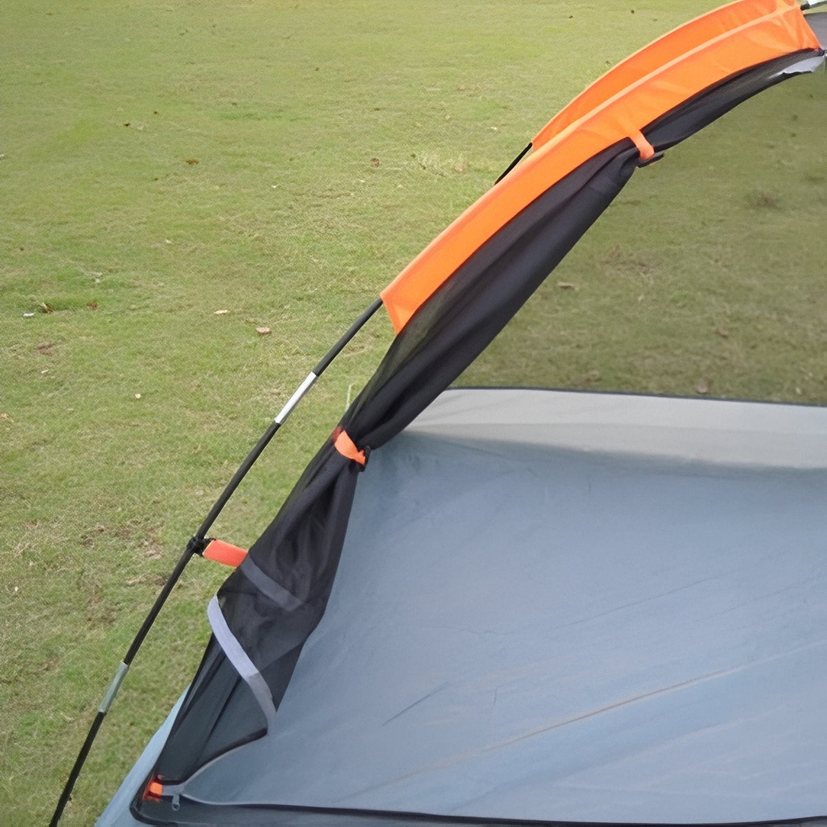 The inner tent hanging from a pole