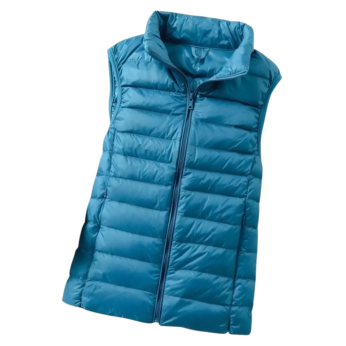 Light blue women's quilted puffer vest