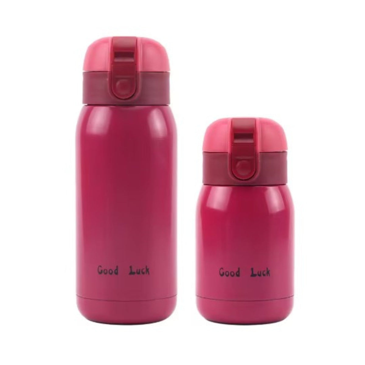 Raspberry insulated bottles in 360 ml and 200 ml side by side