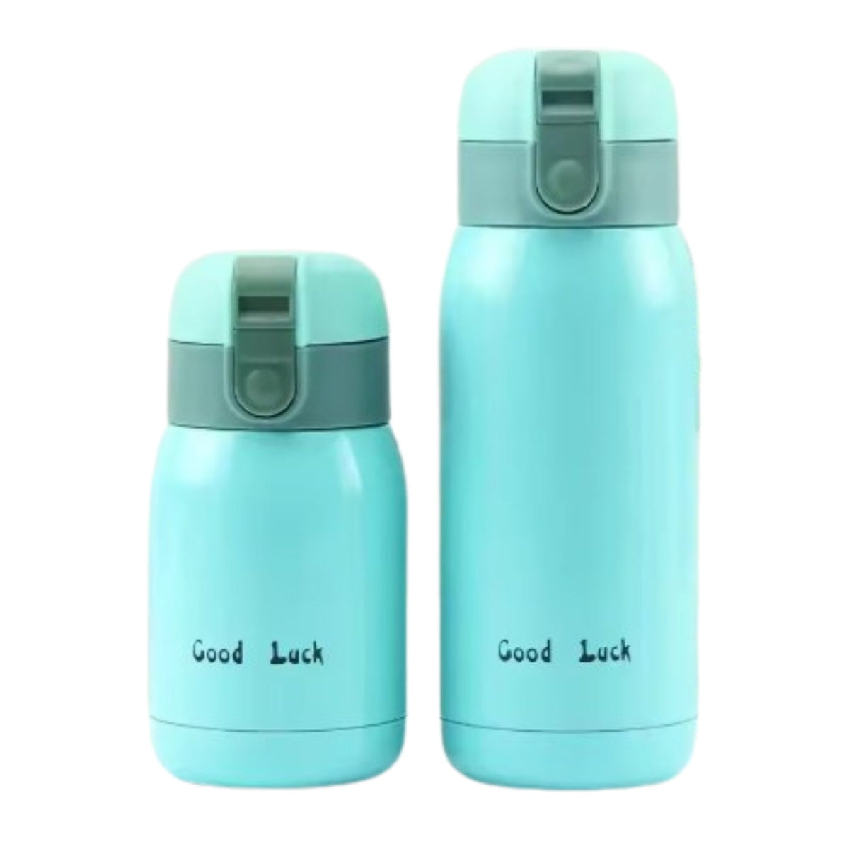 Turquoise insulated bottles in 200 ml and 360 ml side by side