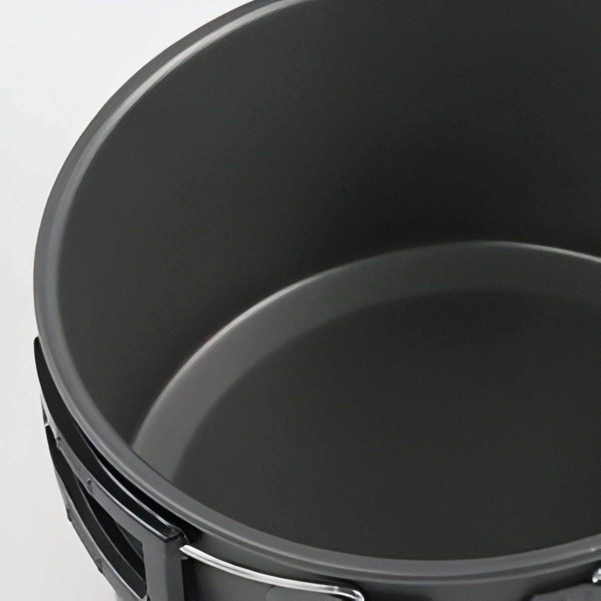 Inside of the pot showing its smooth anodised finish