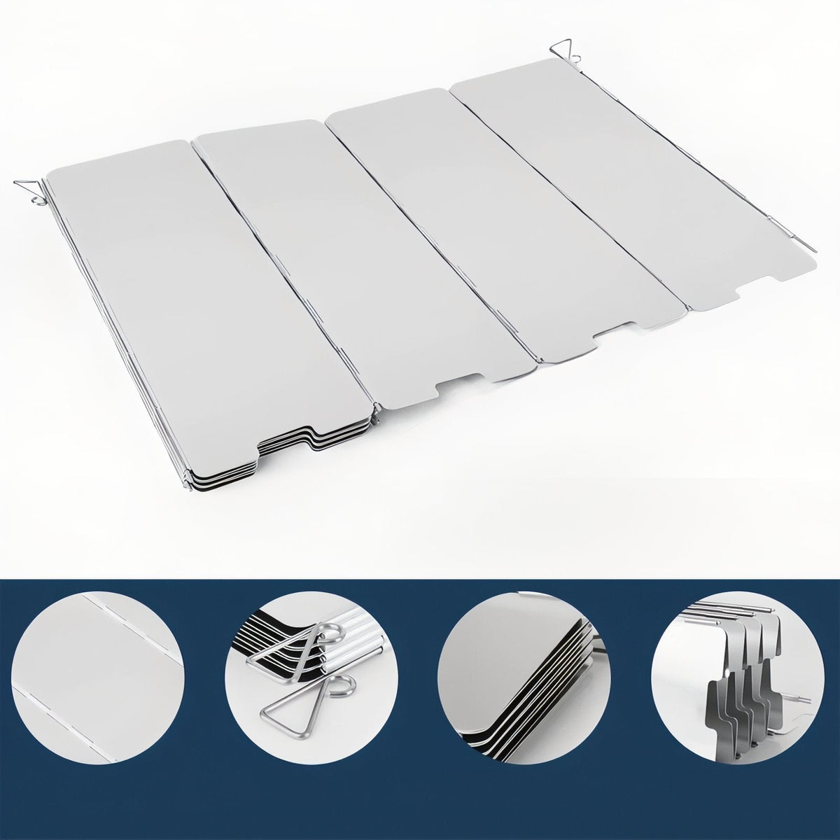 Four hinged windscreen panels lying flat