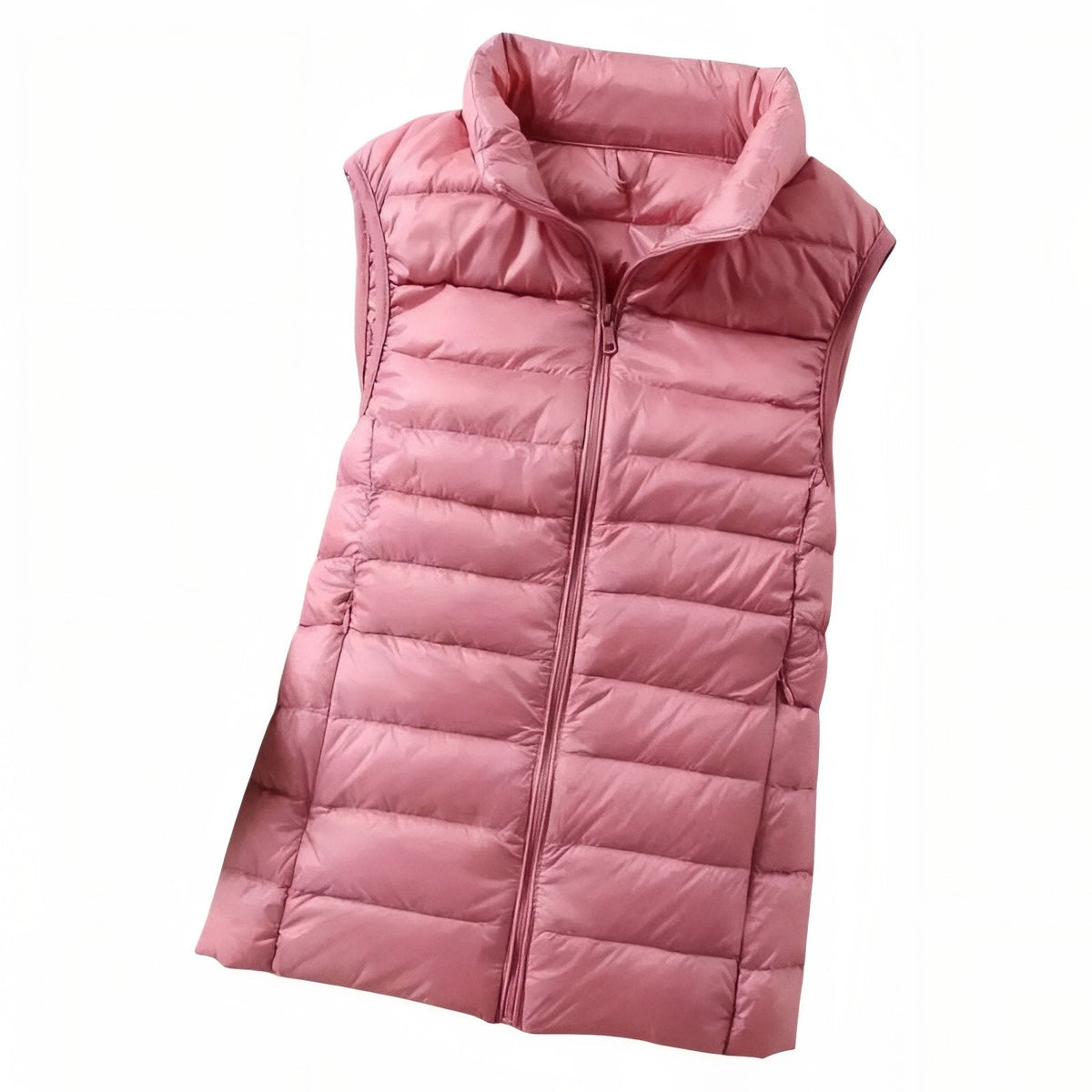 Powder pink women's quilted puffer vest