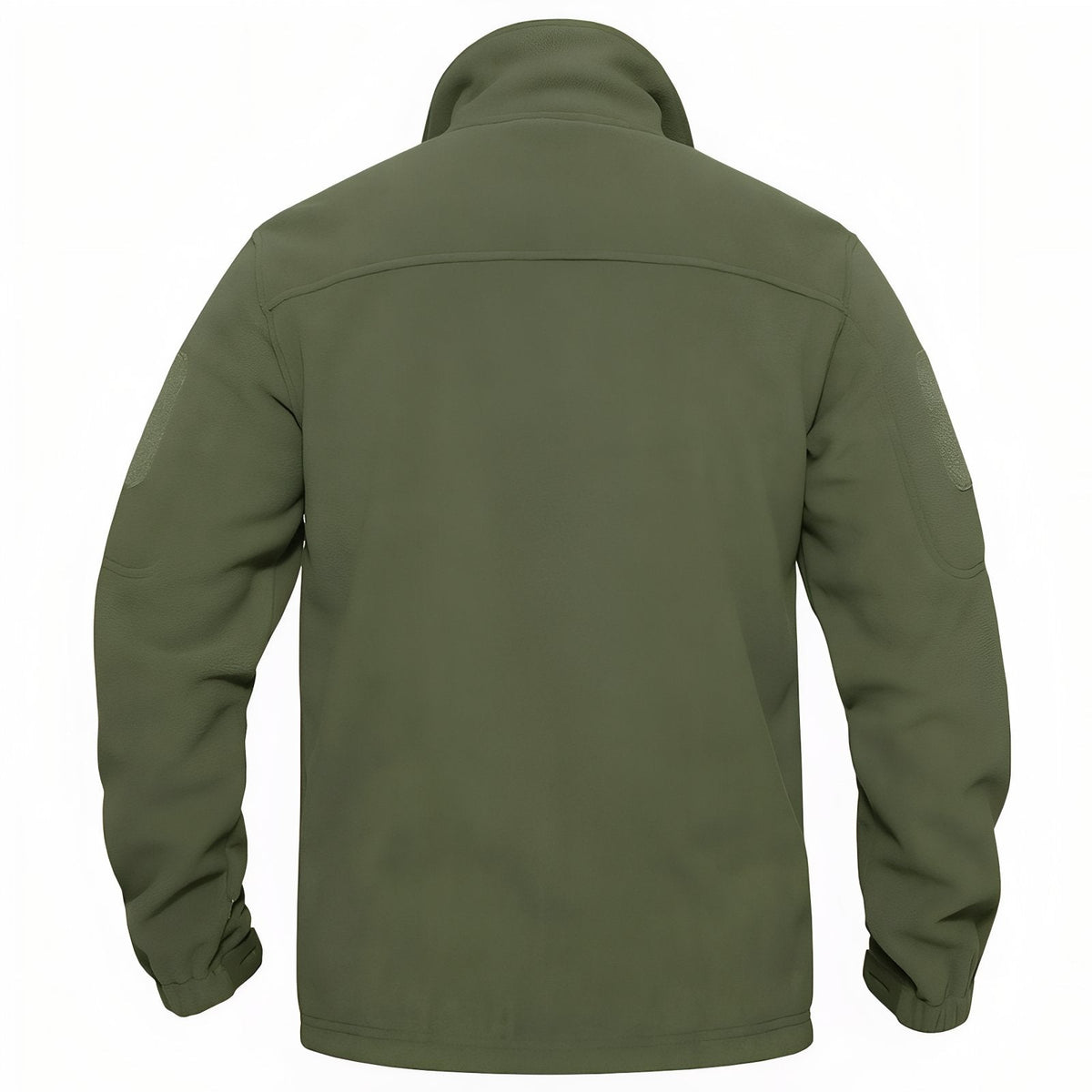 Back view of the olive green tactical fleece jacket
