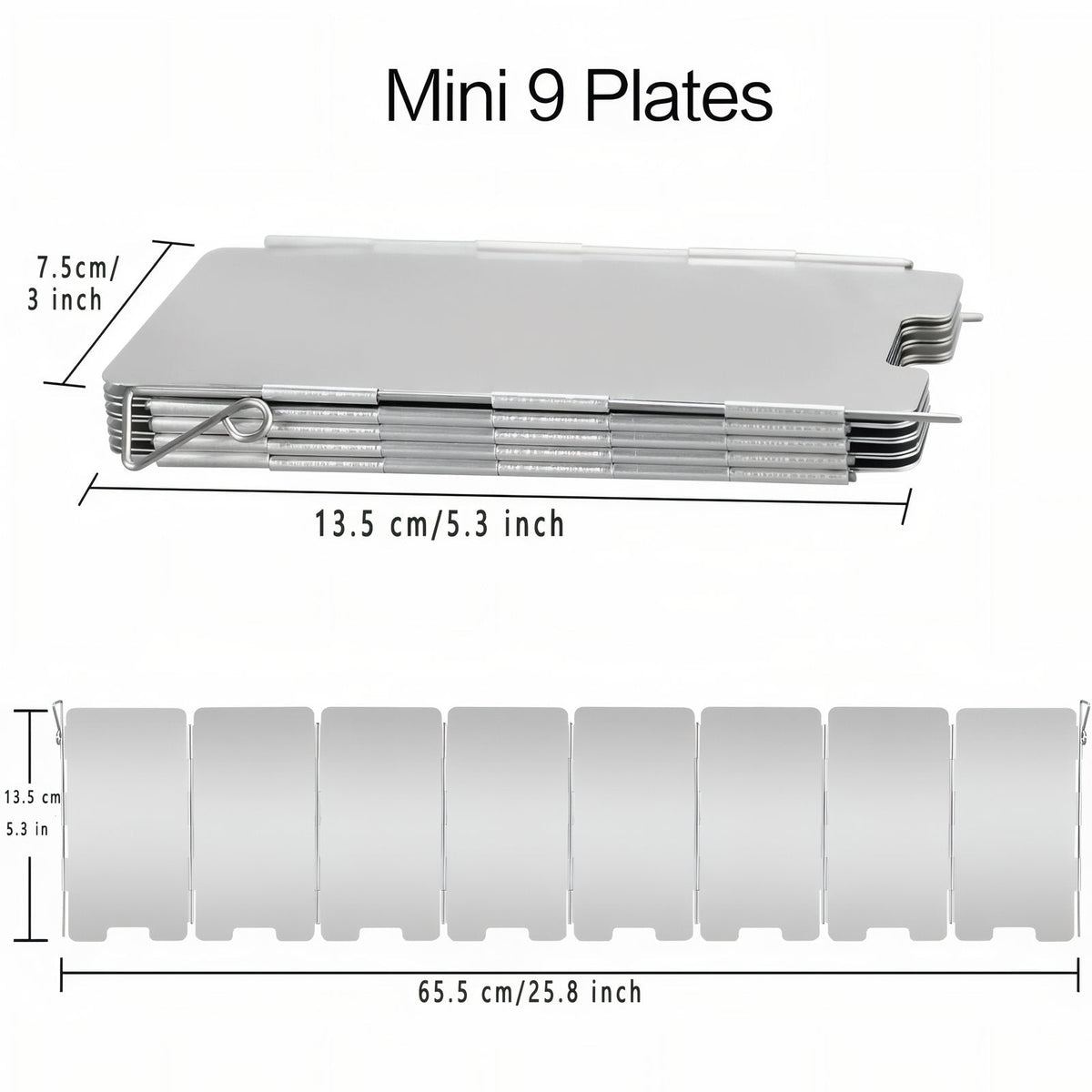 9 panel windscreen folded 13.5 x 7.5 cm and opened out to 65.5 cm