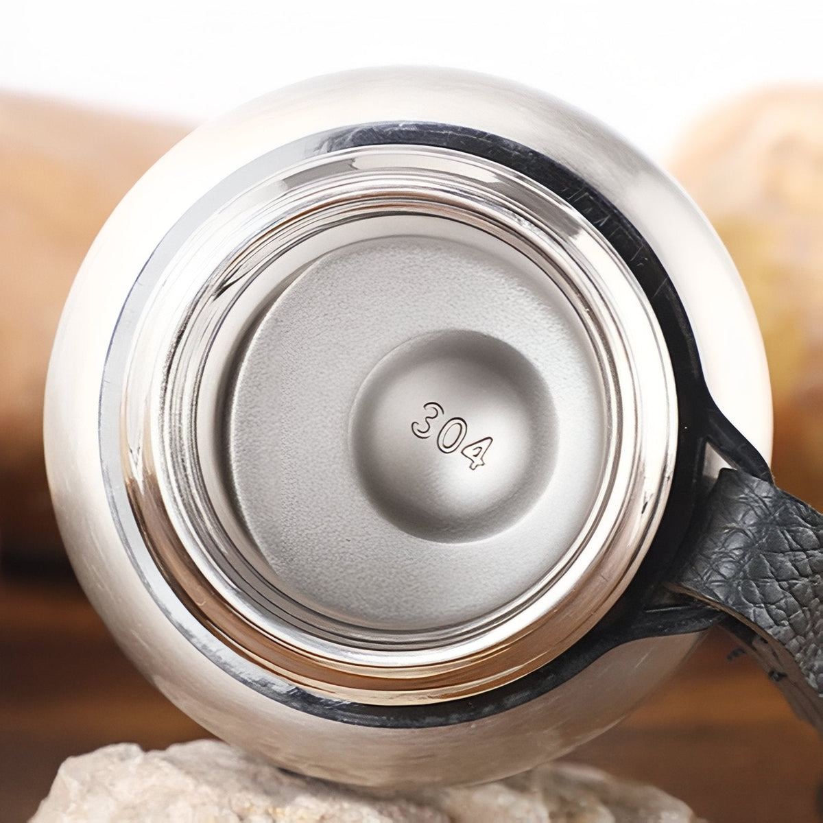Base of the flask stamped 304 for its stainless steel grade