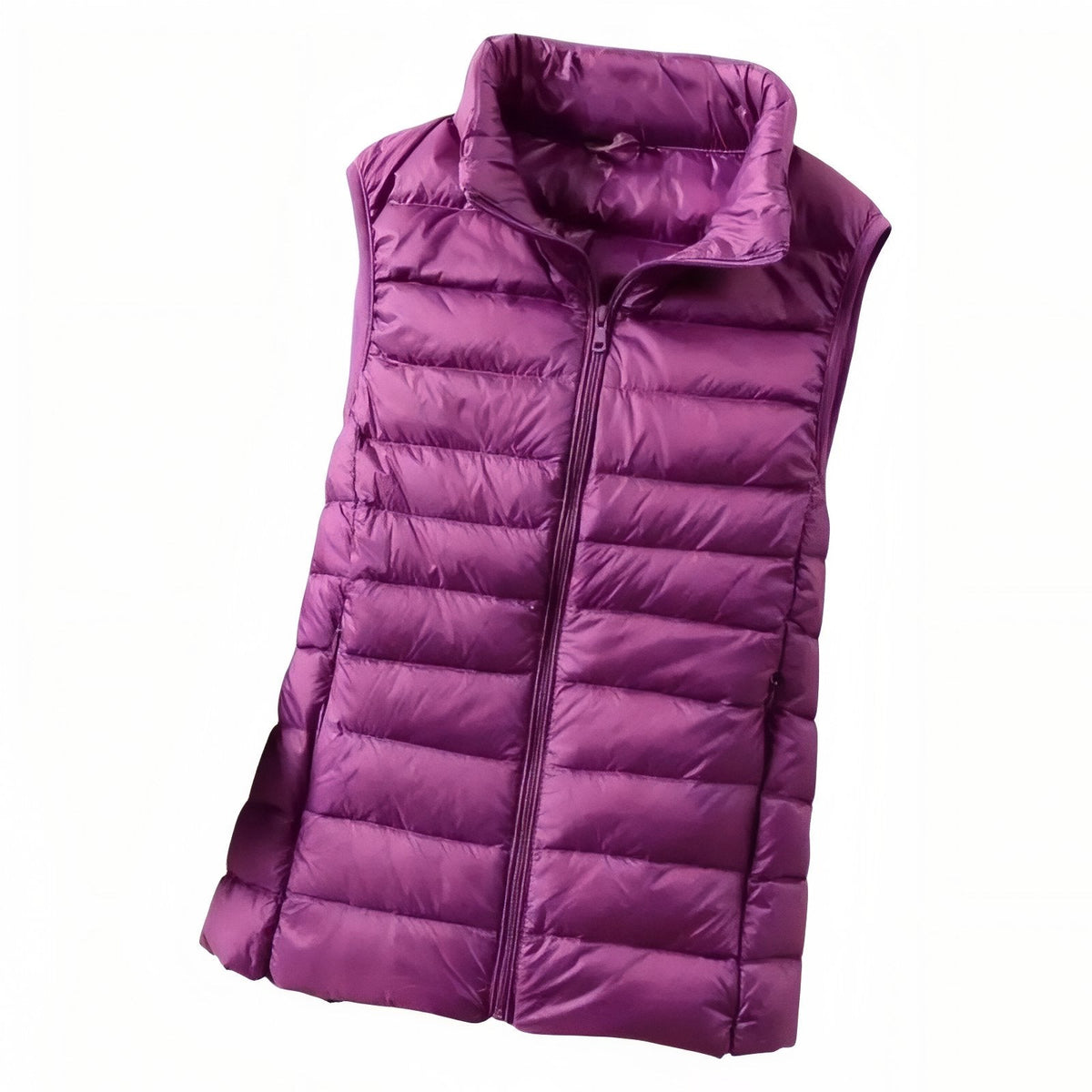 Purple women's quilted puffer vest